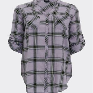 PLAID TWILL BUTTON SHIRT